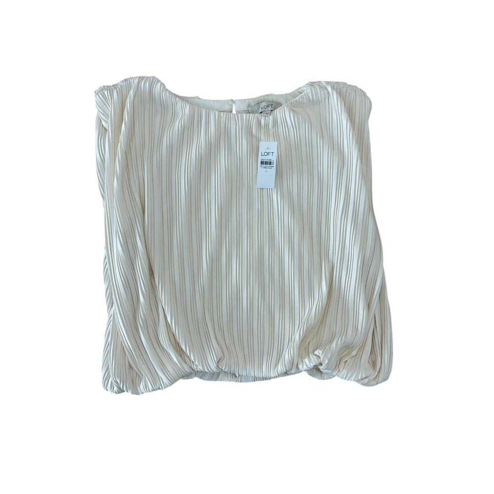 LOFT Flowy NWT Sleeveless Pleated Top Old Money Quiet Luxury